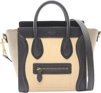 Celine Pre-owned Handbags, female, Beige, Size: ONE SIZE Pre-owned Luggage Nano Shopper Leather Handbag