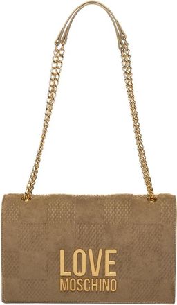 Love Moschino Velours Schoudertas - Dames - Schoudertassen - Beige - ONE Size - Tassen