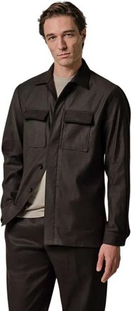 Profuomo Overshirt Profuomo bruin met dubbele borstzak