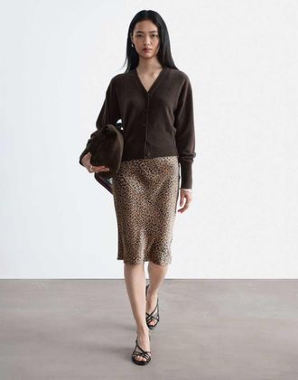 & Other Stories gonna corta con stampa leopardata in beige scuro-Neutro