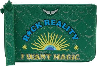 Zadig&Voltaire Womens Logo-Embroidered Textile Clutch Green Synthetic Wallet