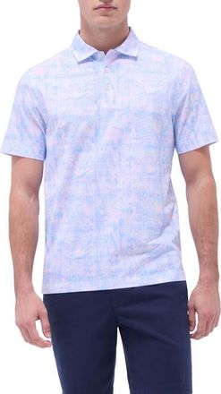 Bugatchi Victor OoohCotton Leaf Print Polo in Pink at Nordstrom, Size Xxx-Large
