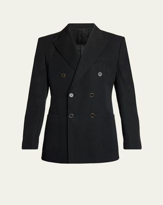 Givenchy Mens Wool Gabardine Double-Breasted Jacket