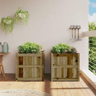 Berkfield Home Garden Planters 2 pcs Impregnated Wood Pine in Brown