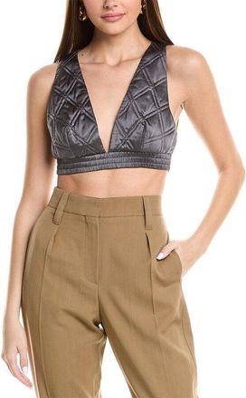 Brunello Cucinelli Lead Quilted Silk Crop Top, Size X-Large