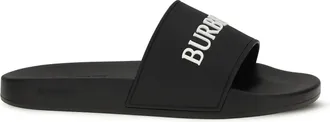 Burberry Womens Slippers Black-White Rubber Sandal Black/white