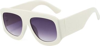 Generic Square Large Frame Sunglasses Women Street Style Men Commuting Vacation Party Sun Glasses(White)