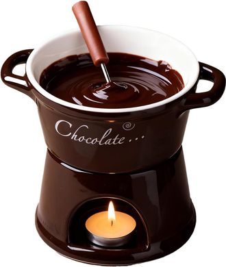 OEM Taza Para Fondue - Taza Personal Para Fondue Con Tenedor, Calentador De Mantequilla De Cer&aacute;mica, Fundidor De Queso Y Chocolate Con Vela, Mini Juego De