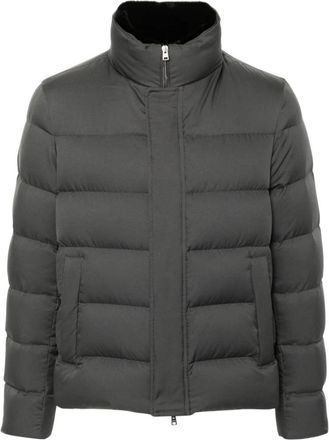 Herno Grijze Waterdichte Donsjas met Bontkraag - Heren - Gewatteerde jassen - Grijs - 2XL - Polyester - Jassen