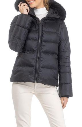 Gorski Apres-Ski Horizontal Short Parka with Detachable Toscana Lamb Hood Trim in Black/black at Nordstrom, Size X-Small