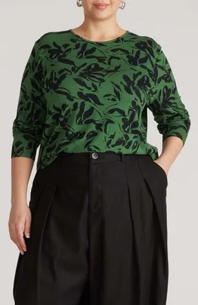 Universal Standard Joan Relaxed Fit T-Shirt in Green Sgrafitto Print at Nordstrom, Size Xxx-Large