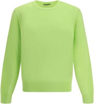 Tom Ford Bicolor Katoenen Sweatshirt - Heren - Ronde hals truien - Groen - M - Katoen - Truien & Vesten