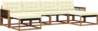 vidaXL Conjunto De Sof&aacute;s De Exterior 6 Uds. Natural Y Crema Vidaxl