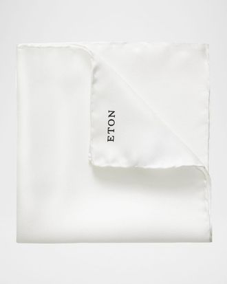 Eton White Silk Pocket Square