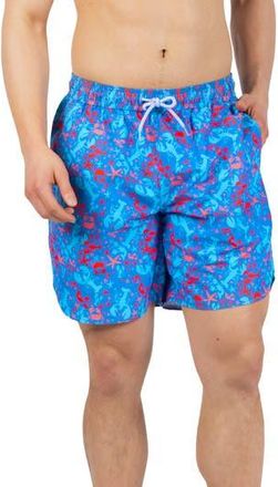 Tailorbyrd Lobster Print Swim Trunks in Island Blue at Nordstrom Rack, Size X-Large