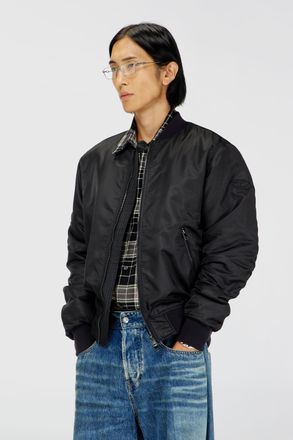 Diesel Nylon bomber jacket with ribbed trims - Jackets - Man - Black