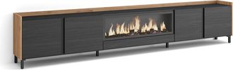 Skraut Home Skraut Home - Mueble Tv, Televisi&oacute;n, Muebles De Sal&oacute;n, Almacenaje, 315x35x61cm, Para Tv Hasta 80, Chimenea El&eacute;ctrica Xxl, Dise&ntilde;o Industrial, Estilo Mo