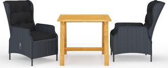 vidaXL Juego De Comedor Para Jard&iacute;n 3 Piezas Gris Oscuro Vidaxl