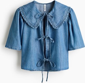 H&M Bluse zum Binden - Blue