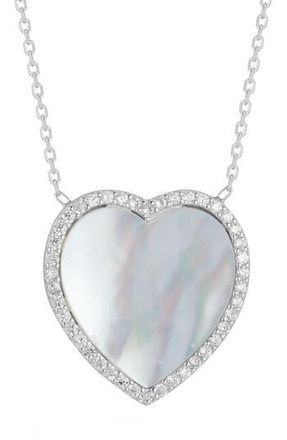 Sphera Milano Rhodium Plated Sterling Silver Mother of Pearl Heart Necklace at Nordstrom Rack