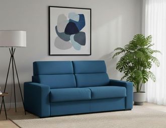 Dmora Dmora - Sof&aacute; Fijo 3 Plazas Ozegna, Sof&aacute; Lineal Para Sal&oacute;n, Acolchado, Desenfundable, Calidad 100% Made In Italy, 220x95 H100 Cm, Azul