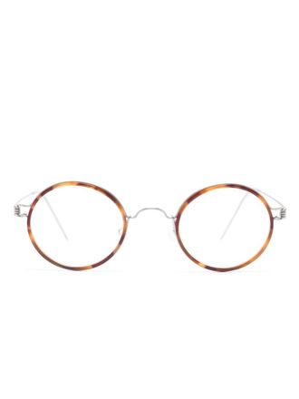 Lindberg Harley 10 round frame glasses - unisex - Titanium - 43 - Brown