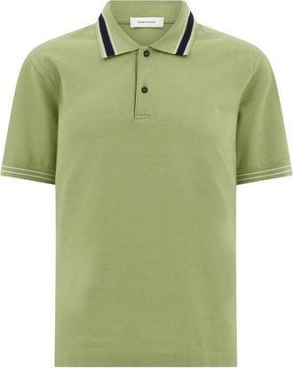 Ferragamo Polo a righe con logo ricamato - Verde