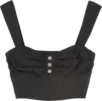 Pinko Voyager Crop Top - Dames - Tops zonder mouwen - Zwart - XS - Linnen - Tops