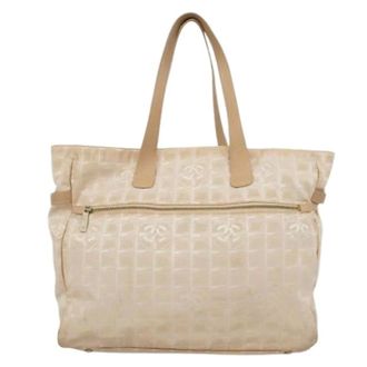 Chanel Pre-owned Tote Bags, female, Beige, Size: ONE SIZE Pre-owned Vintage Nylon Tote Bag