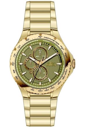 Invicta Aviator 50107 Herenhorloge - Quartz Uurwerk - Roestvrij Staal met Groene Wijzerplaat - 44 mm