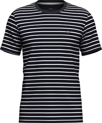 Fynch-Hatton T-Shirt FYNCH-HATTON, Herren, Gr. 4XL, navy, Web, Obermaterial: 100% Baumwolle, gestreift, regular fit normal, Rundhals, Shirts T-Shirt, mit Logo Stic
