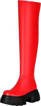 Generic Womens Over The Knee Boots Platform Heel Elastic Thigh High Long Party Boots
