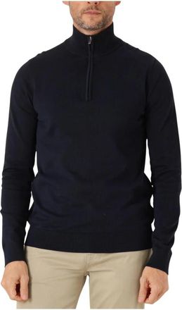 Saint Steve Navy Blue Half Zip Sweater - Heren - Coltruien - Zwart - XL - Katoen - Truien & Vesten