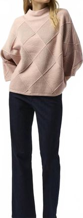 Joseph Ribkoff Textured Sweater Knit Mock Neck Pullover In Rose