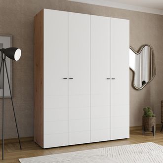 Dmora Guardarropa Grande Soris, Armario De Dormitorio 4 Estantes, 4 Puertas, 6 Compartimentos, 155x208h Cm Blanco