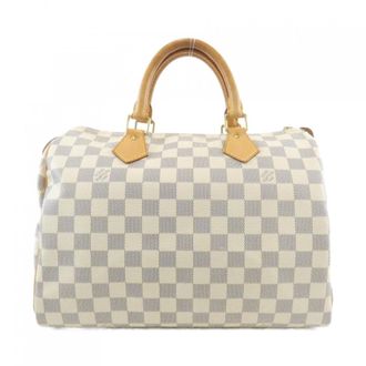 Louis Vuitton Azur White Coated Canvas Boston Bag (Pre-Owned)