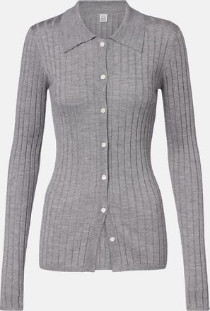 Toteme Ribbed-knit cashmere and silk cardigan
