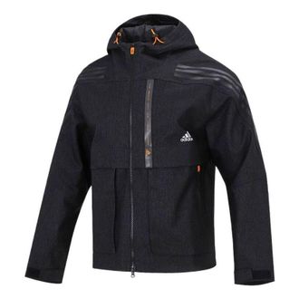 adidas Mens adidas Th Dnm Wvjk Logo Printing Sports Hooded Jacket Black HE9904
