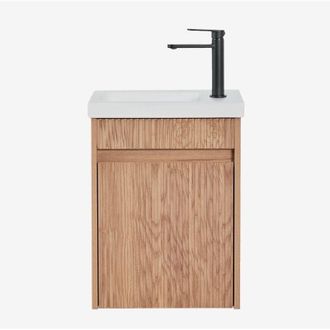 Sklum Conjunto De Mueble De Ba&ntilde;o Suspendido En Madera Con Lavabo Integrado Narek Sklum