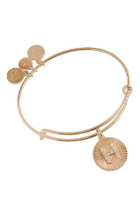 Alex and Ani Pave Starburst Texture Initial Bangle Bracelet in Gold - H at Nordstrom