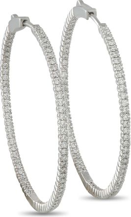 Luxury Bazaar 14K White Gold 1.56ct Diamond Inside-Out Hoop Earrings MF10-111825
