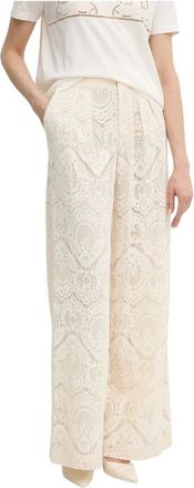 Twinset Wijde broek - Dames - Wijde Broeken - Beige - L - Katoen - Broeken