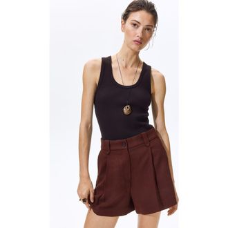 H&M Pleat-front shorts in Rust Brown at Nordstrom, Size 10