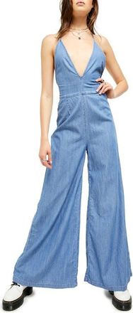 Free People Josie Sleeveless Jumpsuit in Sea Breeze Blue at Nordstrom, Size Large