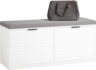 SoBuy Banco Zapatero Con 2 Solapas Armario Multifuncional Para Entrada Con Acolchado Coj&iacute;n 105 X 35 X 48 Cm Blanco Fsr147-w Sobuy Es