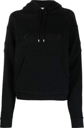 Saint Laurent Black Embroidered Logo Hoodie
