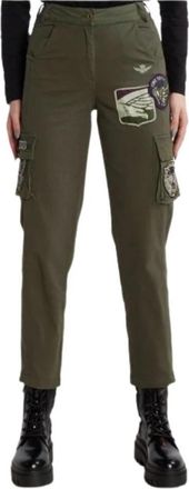 Aeronautica Cargo Broek met Regular Fit - Dames - Vrijetijds broeken - Groen - M - Katoen - Broeken