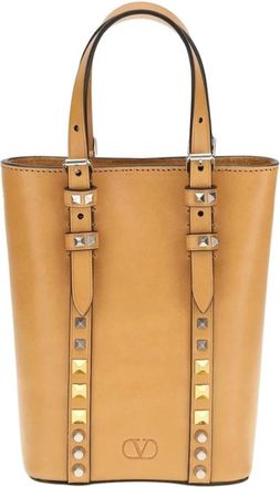 Valentino Garavani Bolso tipo cubo de piel con tachuelas - Bags - Hombre - Beige - ONE SIZE