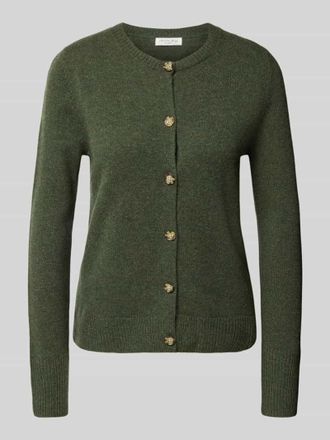 Christian Berg Cardigan mit Rundhalsausschnitt und Knopfverschluss in Oliv, Größe XS