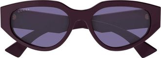 Gucci Oval Frame Sunglasses - Burgundy